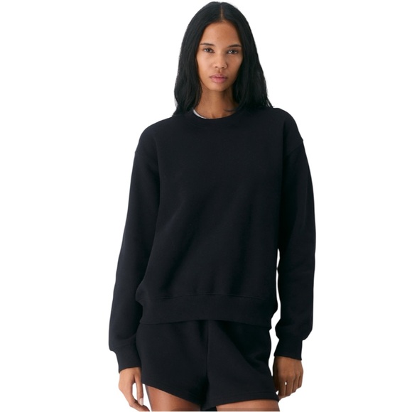 Aritzia Tops - Aritzia TNA Cozy Sweatfleece Boyfriend Crew Sweatshirt Pullover Black Women Sz M